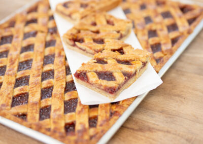 Linzer Torte - Yallingup Bakery - Almond shortbread & raspberry jam traditional Austrian slice. #slice #yallingupbakery #gugelhupf